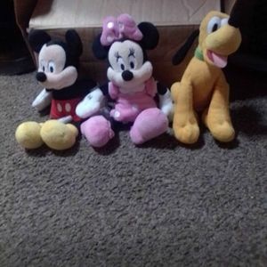 Mickey, Minnie and Pluto Plushies